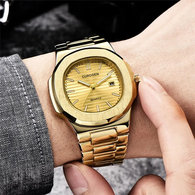 Montre Homme Big Brand CURDDEN Men Watches Fashion Casual Alloy Band Date Gifts Quartz Watch Relogio Masculino Reloj Hombre 2026
